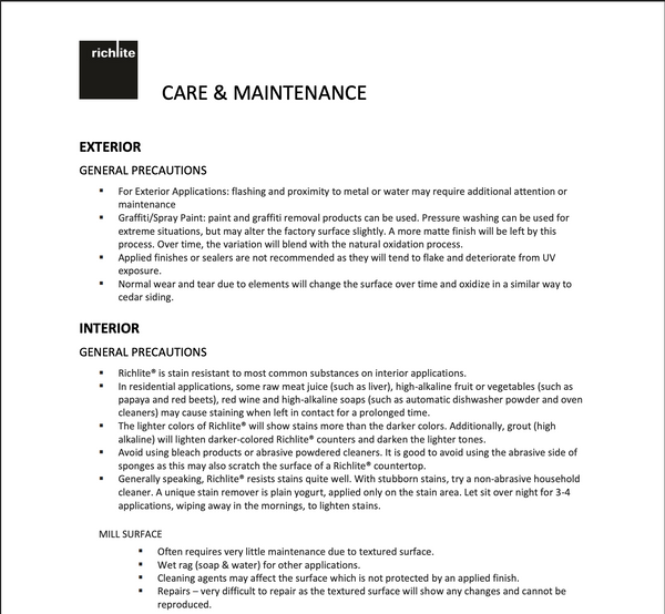 Care & Maintenance