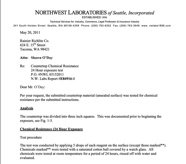 SEFA 8 Chemical Resistance