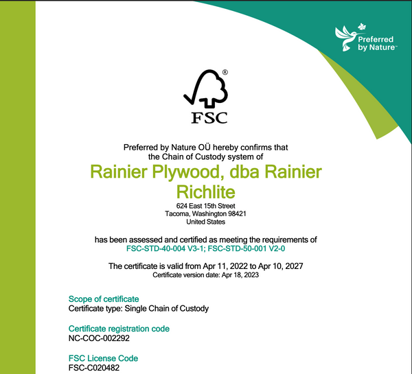 FSC Certificate 2022 – 2027