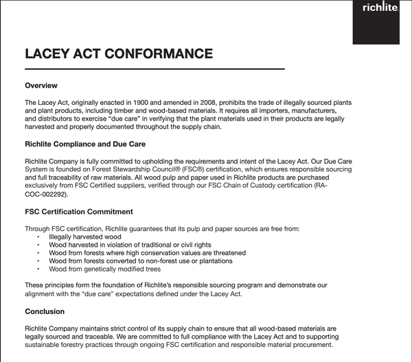 Lacey Act Conformance