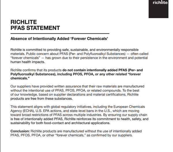 Richlite PFAS Statement