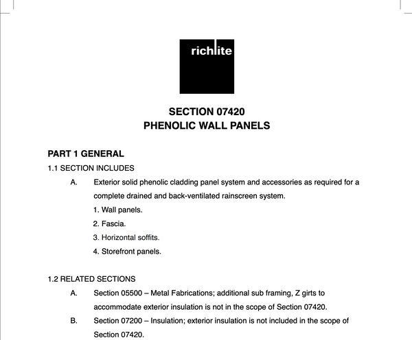CSI 3-Part Spec – Section 07420