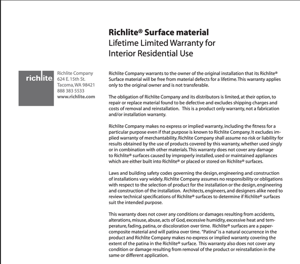 Residential Interior Warranty