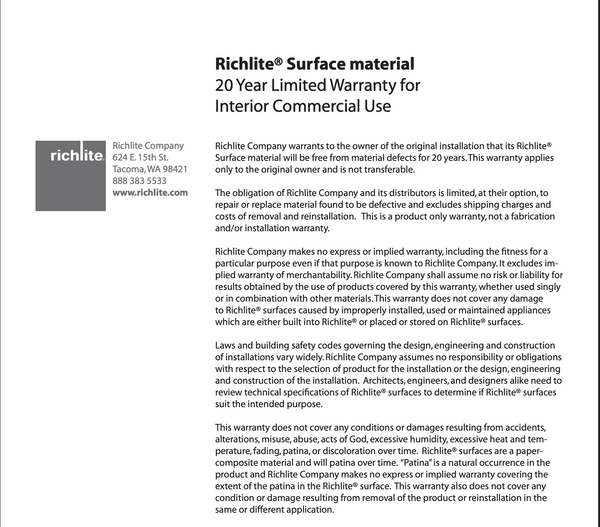 Commercial Interior Warranty
