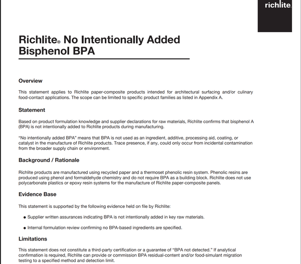 No Intentionally Added BPA