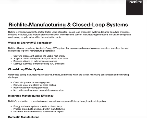 Richlite Manufacturing Closed-Loop Systems 