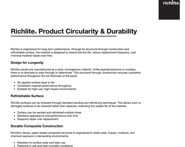 Richlite Product Circularity & Durability  
