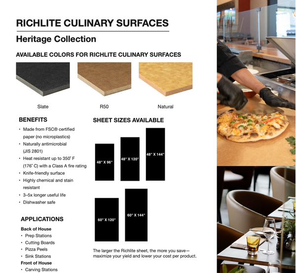 Richlite Culinary Surfaces Spec Sheet